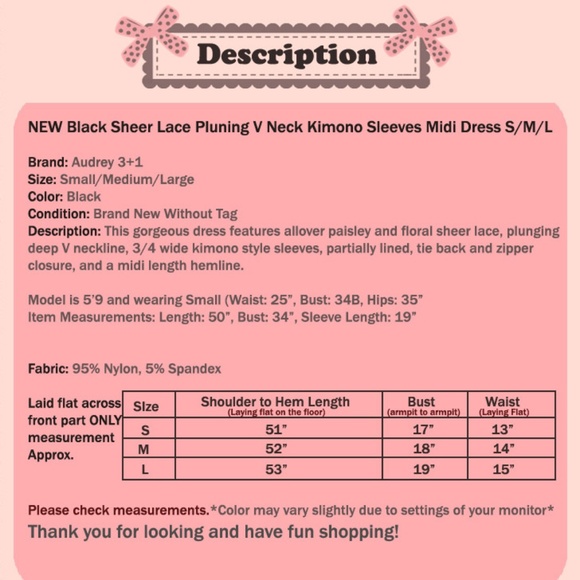 Black Sheer Lace Plunging V Neck Kimono Midi Dress - Picture 8 of 8